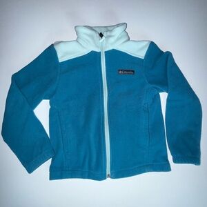 Columbia Girls Youth Fleece Jacket Full Zip Teal Colorblock Size XS